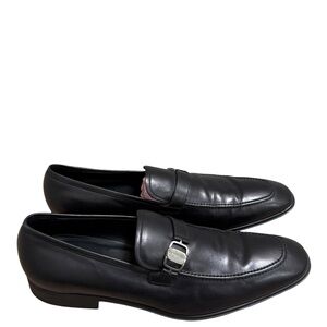 Salvatore Ferragamo Black Leather Slip-On Loafers